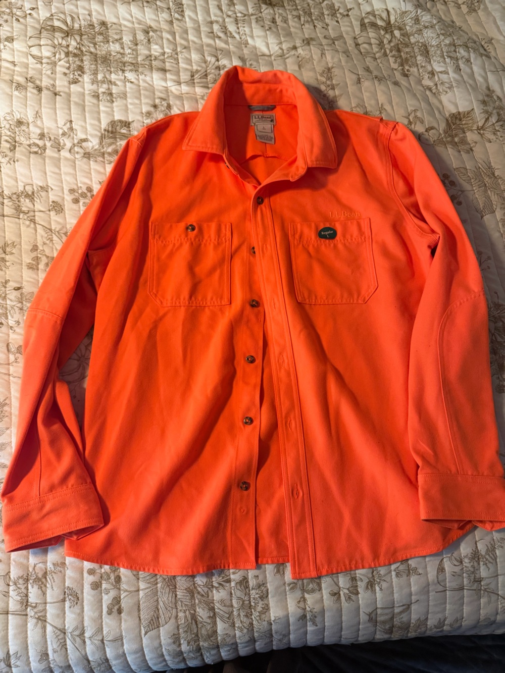 L.L. Bean Men's Bright Orange Long-Sleeve Button-Down Shirt